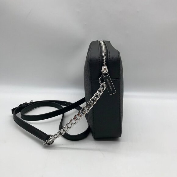 Michael Kors Black Logo Monogram Canvas Jet Set Crossbody - Picture 3 of 10
